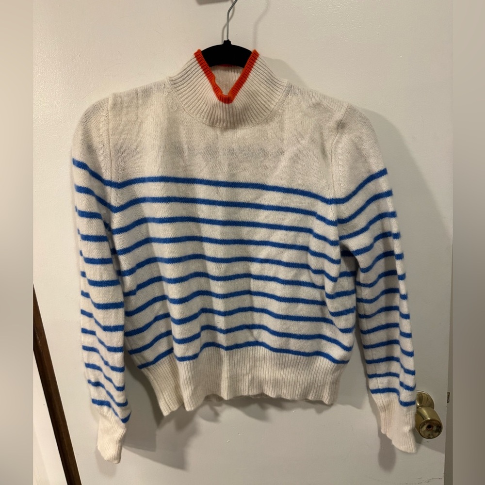 THML Turtleneck Stripped Sweater White Blue Orange Size Medium